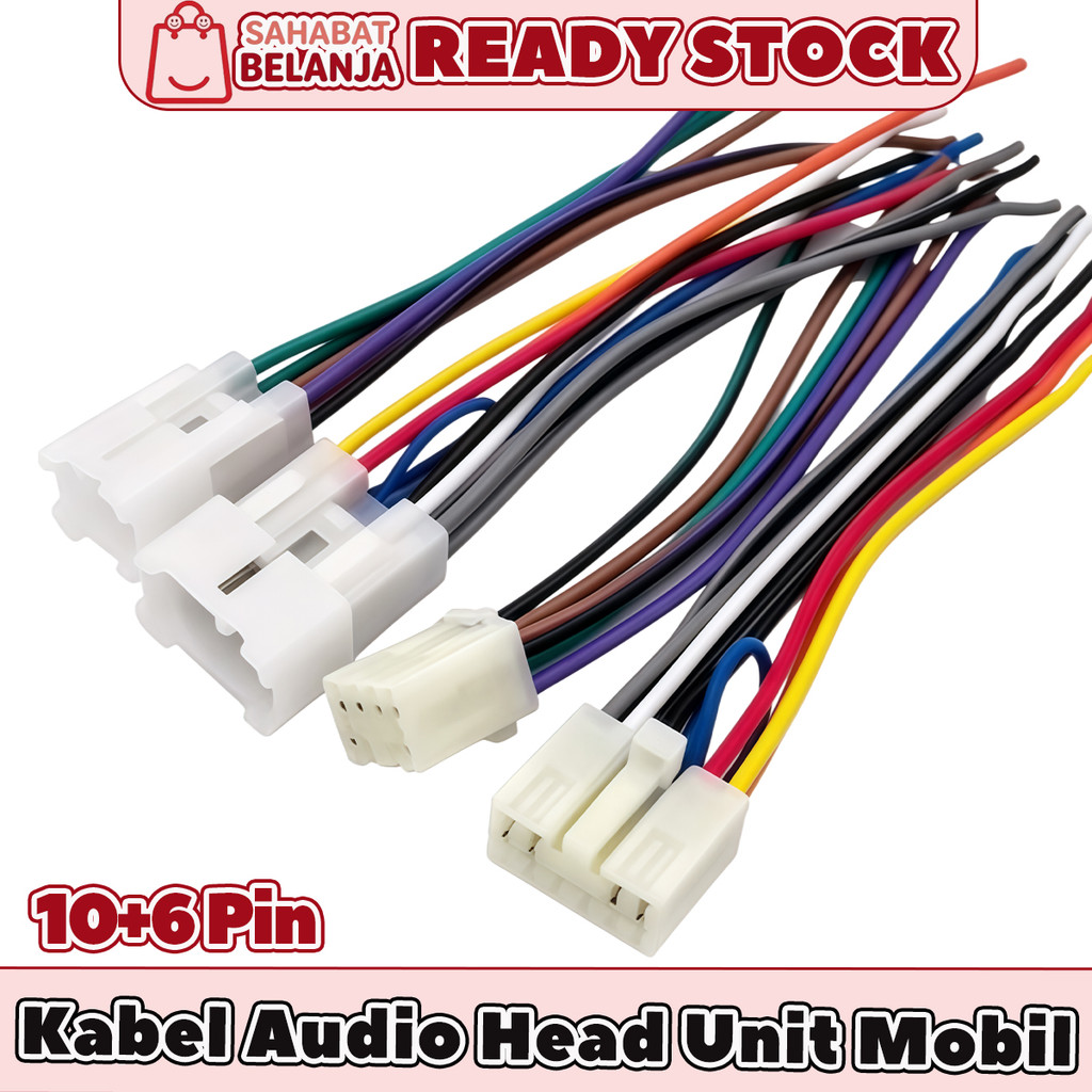 Soket Audio Mobil Male Female Toyota Daihatsu 10 Pin 6 Pin 15cm PNP Head Unit Android Double Din Ava