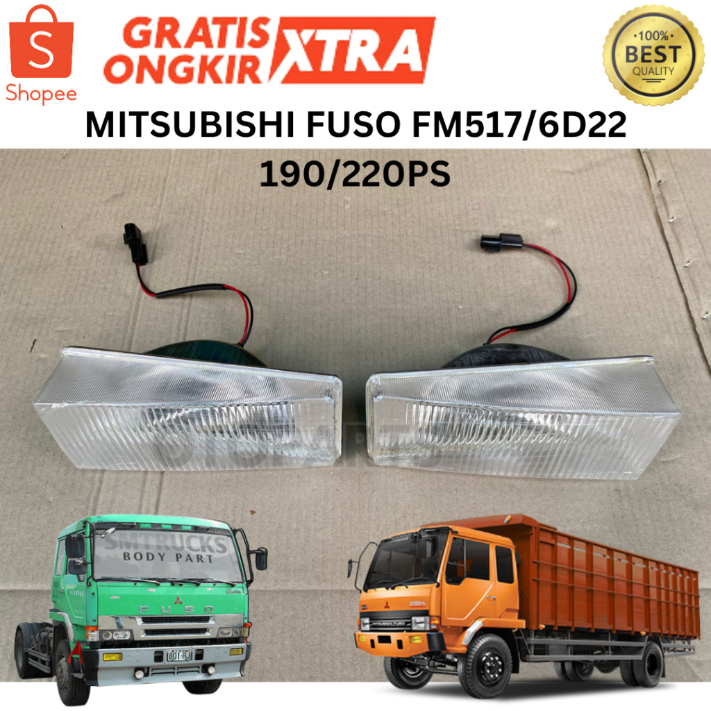 (MADE IN JAPAN) LAMPU PALANG BUMPER BEMPER FOGLAMP FUSO PS 190 220PS 6D22 6D40 8DC CLEAR PUTIH