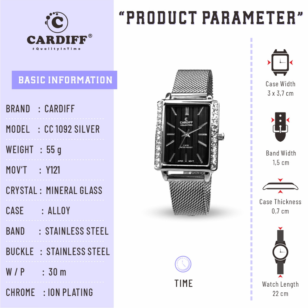 CARDIFF COLLECTION Analog 1092 AL Jam Tangan Wanita | D24