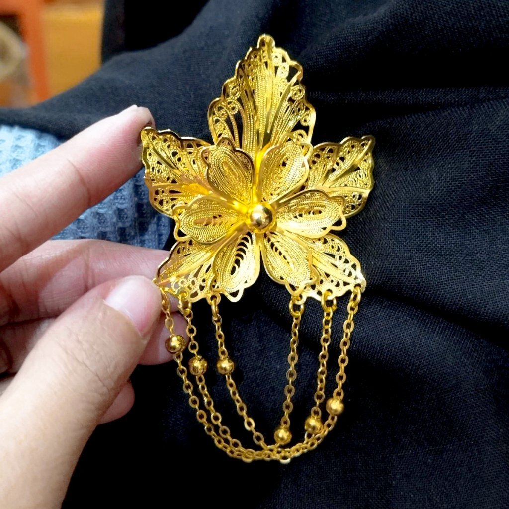 Grosir Bros Pin Pita Rumbai Lapis Emas Bros Kebaya Dubai India Mewah Bros Pesta Perhiasan Elegant Fa