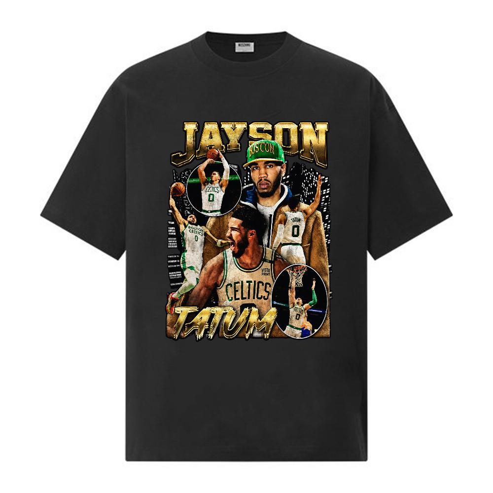 Kaos Basket Jaylen Brown Boston Celtics Motif Kolase Pemain NBA, Baju Pria Wanita Untuk Sehari-Hari,