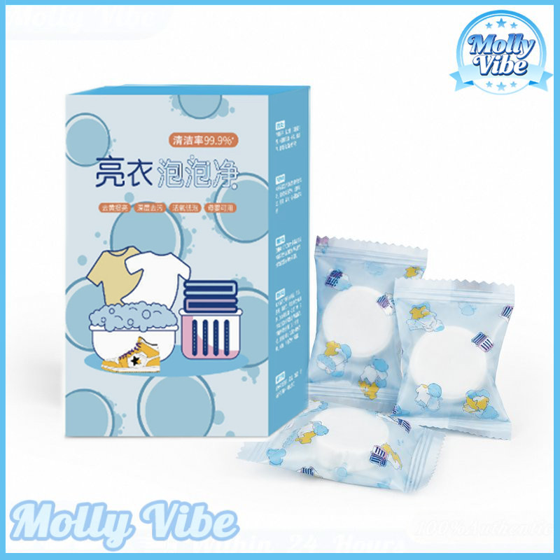 10pcs Deterjen Tablet Cuci Baju Oksigen Aktif Portable Travel Friendly Penghilang Noda