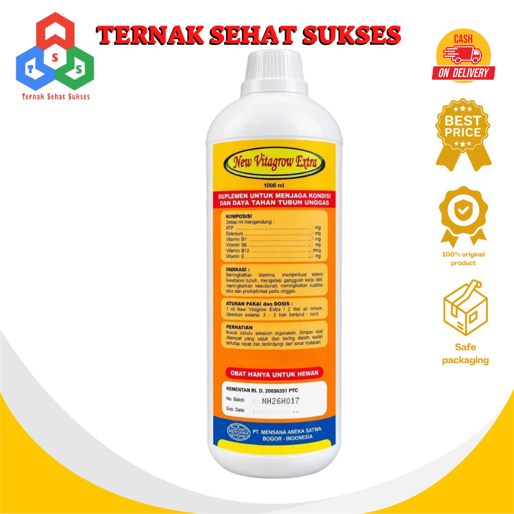 NEW VITAGROW EXTRA 1 liter ATP Vitamin Mineral Pertumbuhan Ayam Unggas