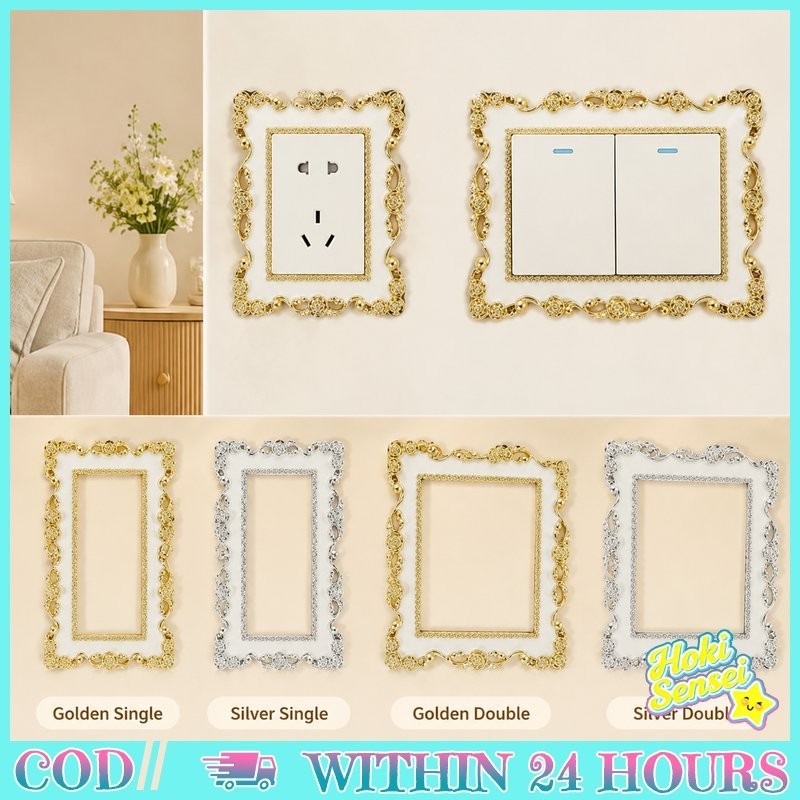 Bingkai Stopkontak Dekoratif 8.6x8.6cm Single 8.7x17.4cm Double Emas Perak Ornamen Dinding