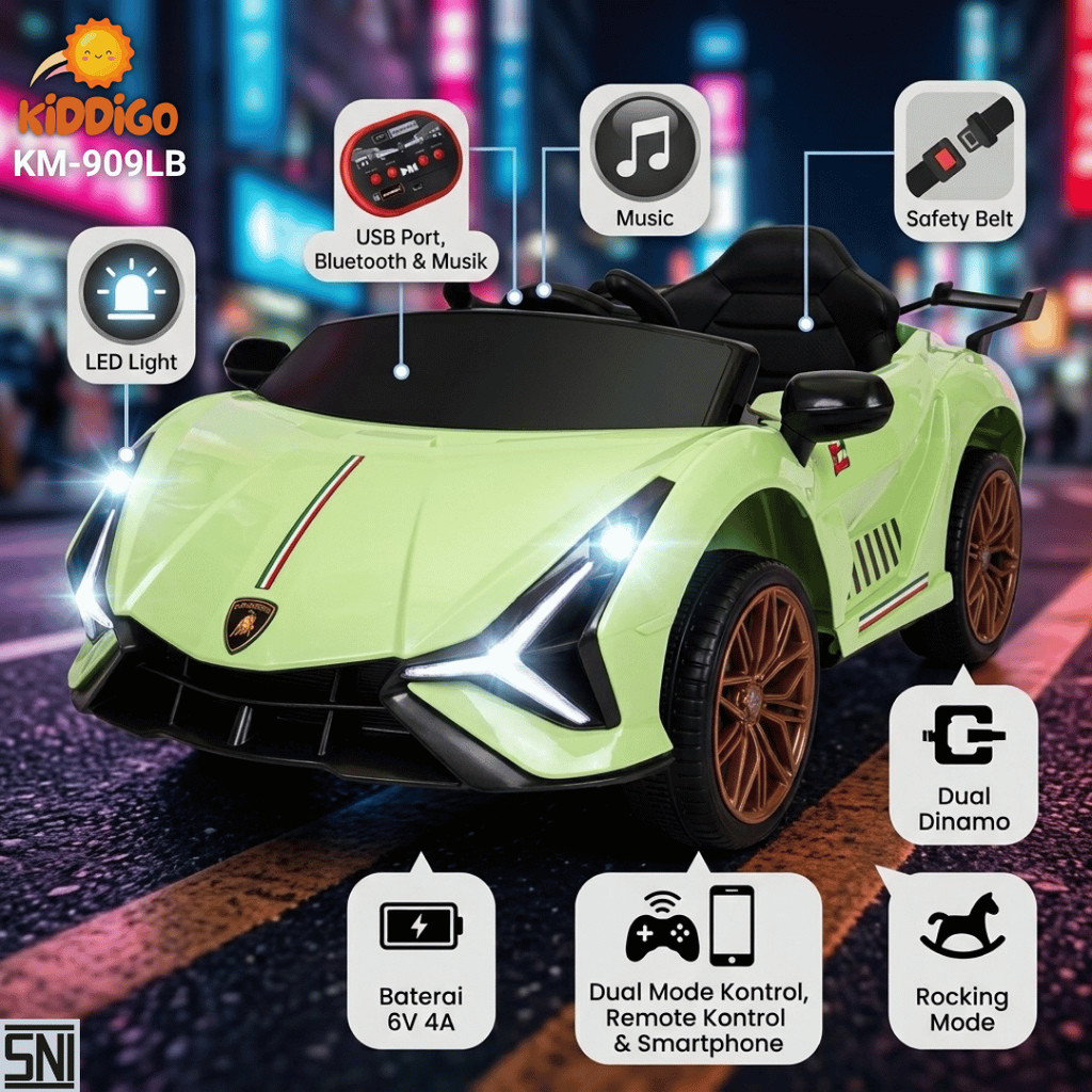 Kiddigo Mobil Aki Anak Lamborghini KM-909LB Dual Gearbox || Dual Kontrol