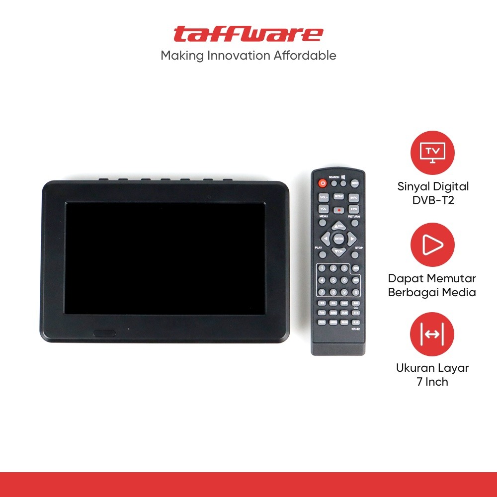Taffware Portable TV Monitor 7 Inch DVB-T2 - D7 - Black