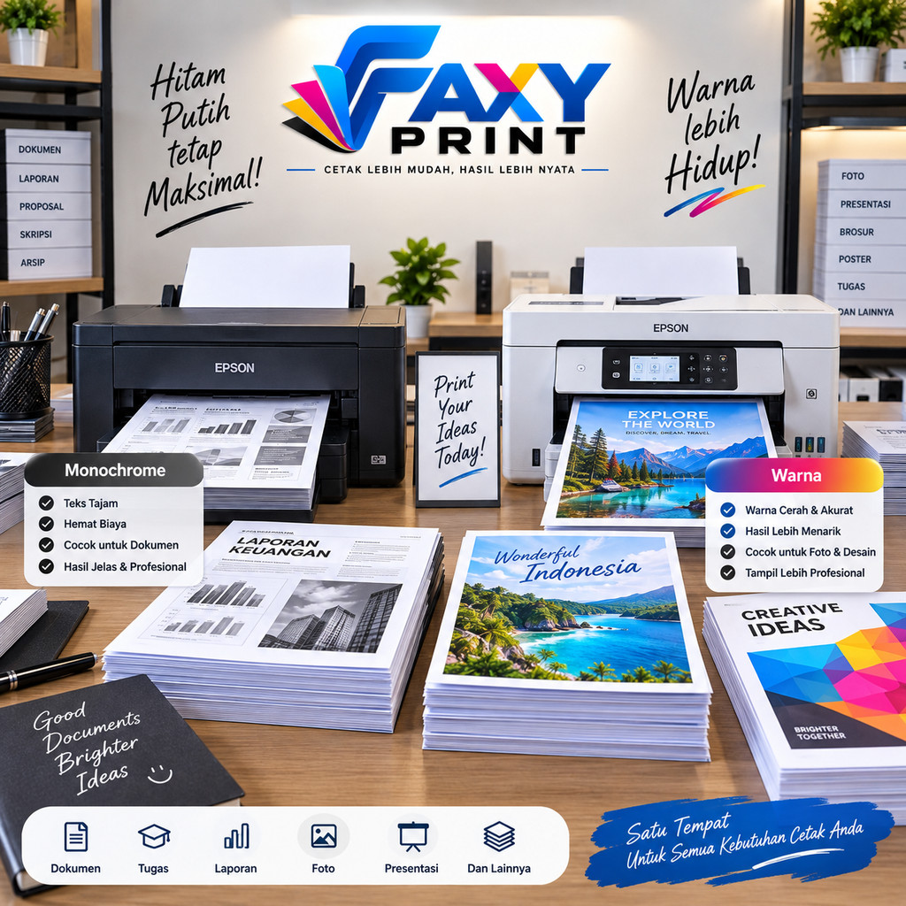 jasa print warna A4 dan cetak buku Faxy print