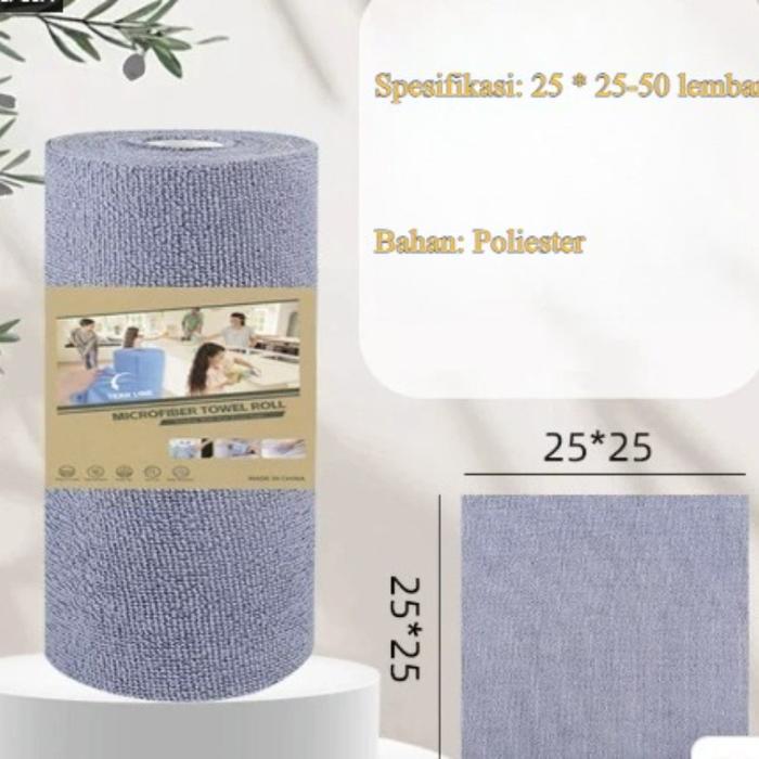 20 Lembar Kain Lap Microfiber Dapur Roll Kain Lap Minyak Tissue Dapur Roll Gulung Serbaguna Anti Min