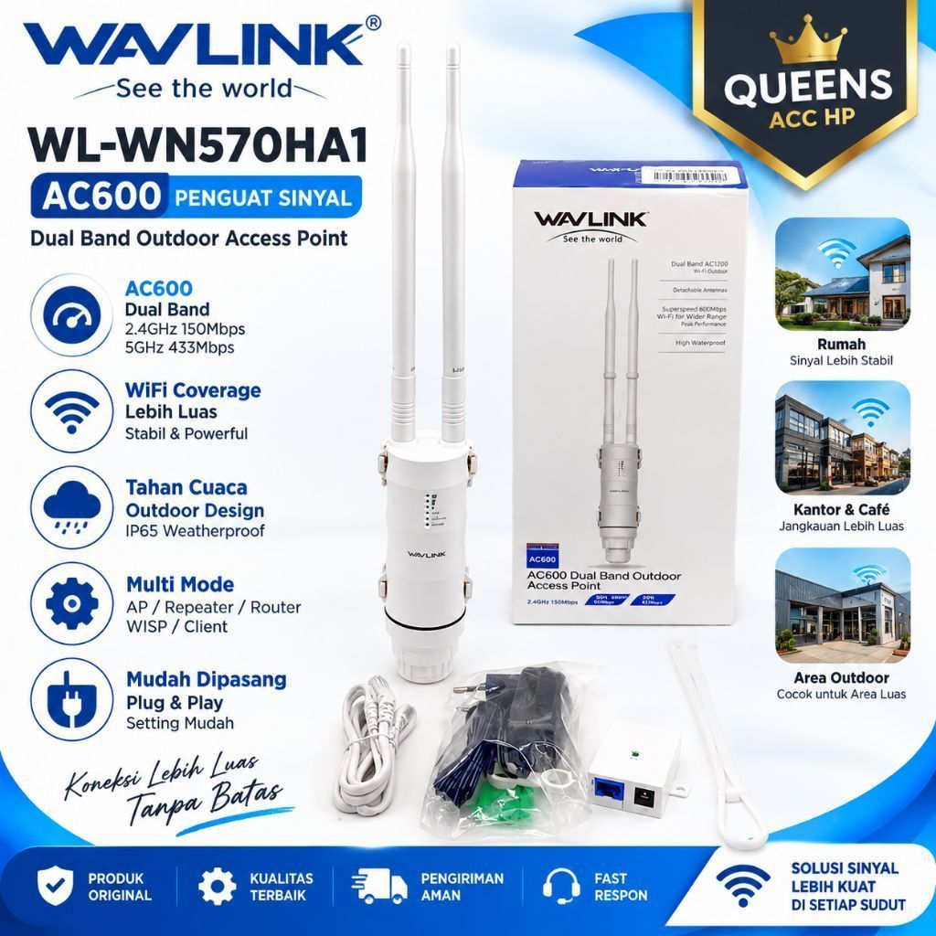 WAVLINK WL-WN570HA1 AC 600 PENGUAT SINYAL JANGKAUAN LEBIH LUAS