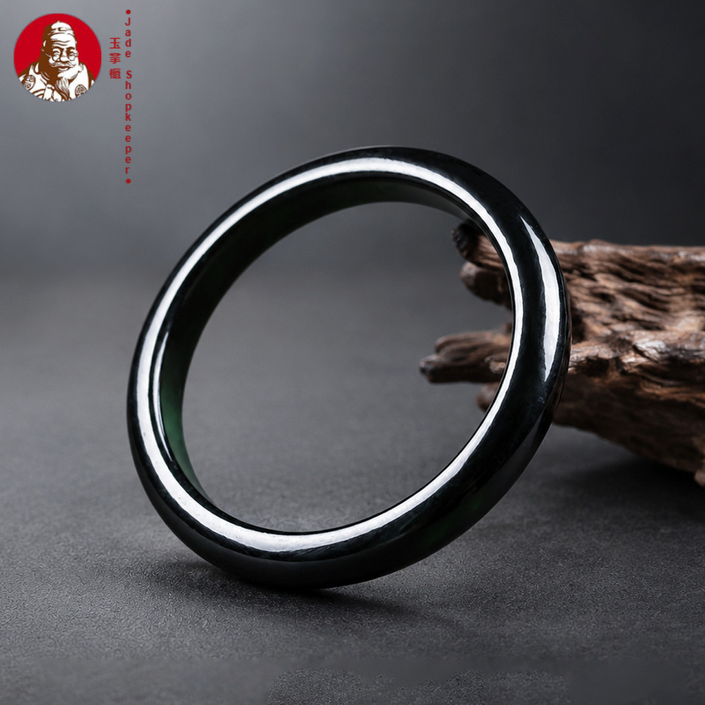 [Dengan sertiflkat  identiflkasi]Giok alami, gelang cincin positif giok tinta, gelang giok model wan