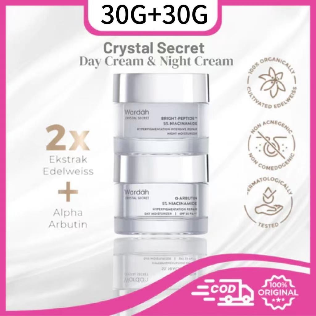 Wardah crystal secret Paket Day&Night cream (Cream Pencerah Flek Hitam)