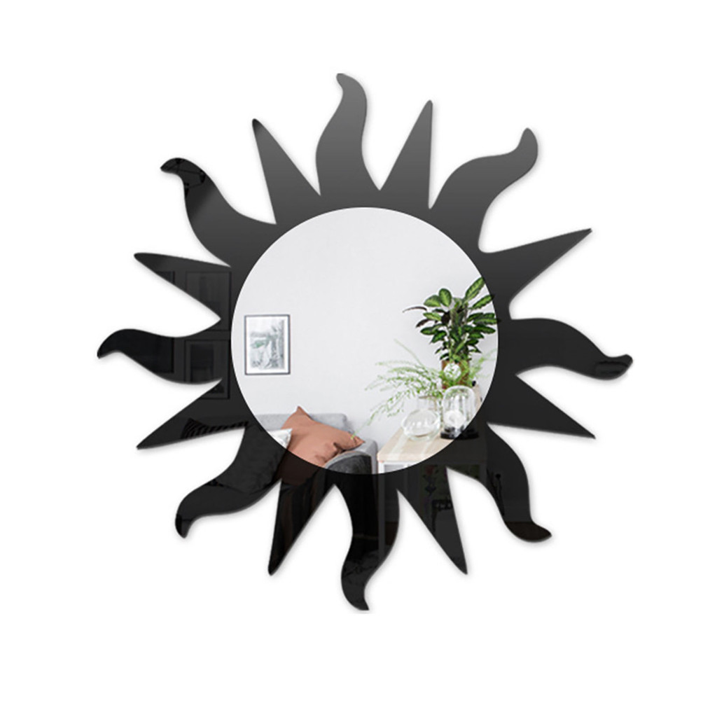 3D Sun Shape Mirror Acrylics Self-adhesive Wall Mirror Sticker HD Glass Soft Mirror Wall Sticker Hom