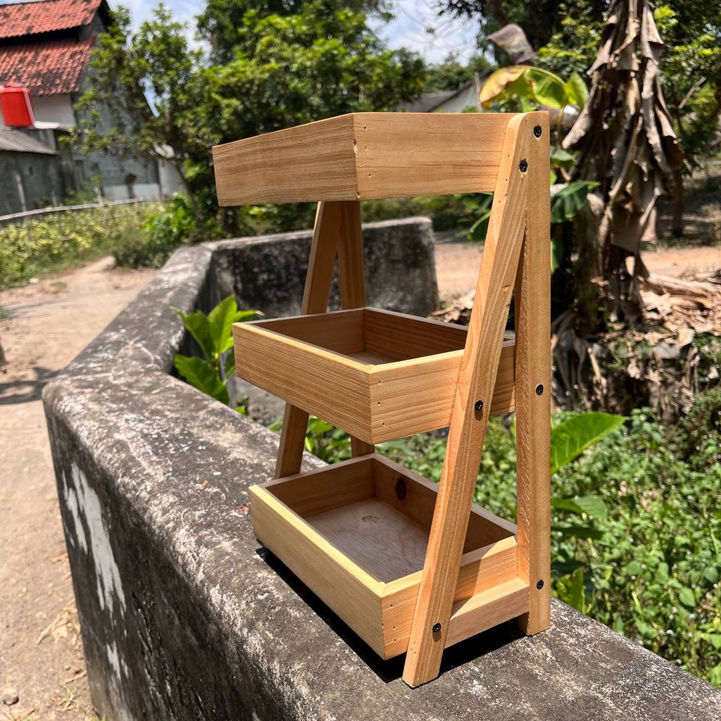 Rak Bawang Kayu 3 Susun / Rak Bumbu Serbaguna