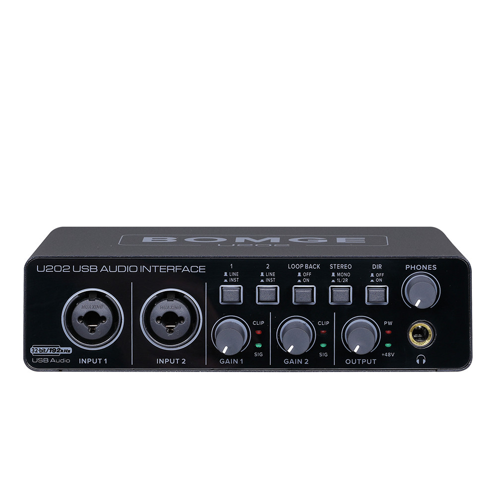 BOMGE U202 USB Audio Interface with Mic Preamplifier XLR/TSR/TS Ports 48V 32-Bit/192kHz Resolution f