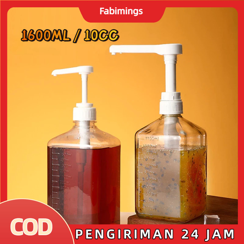 Botol Sirup Plastik 1600 ML Pompa Sirup Tempat Sirup Sugar Botol Pump Botol Sauce Pompa Sugar Botol 