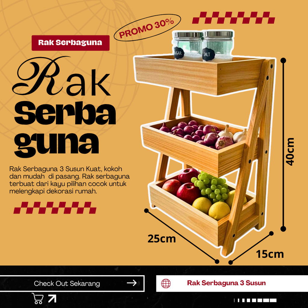 Rak Tempat Bawang / Rak Bumbu / Rak Telur 3 Susun