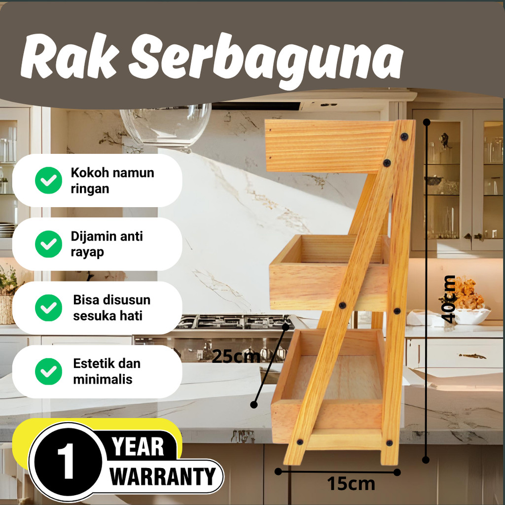Rak bumbu dapur | rak serbaguna | rak portable | rak susun | rak susun 3 | rak kayu | rak estetik | 