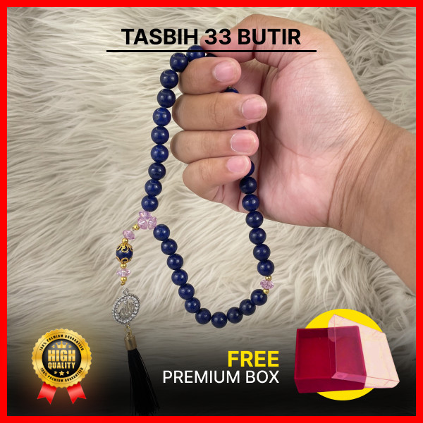 Tasbih Giok Biru Alam  Batu Giok Asli Biru  Tasbih Kesehatan Premium 33 Butir  99 Butir