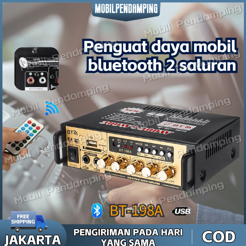 FLECO Penguat daya mobil bluetooth 2 saluran bt198a amplifier bluetooth radio digital stereo mini am