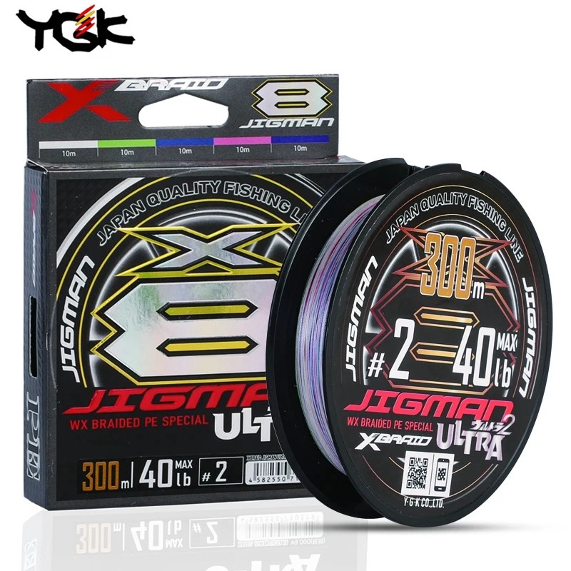 YGK-Upgrade X8 Braid Jigman Ultra PE Fishing Line, Multicolored High Strength, Ocean Fishing Line, M