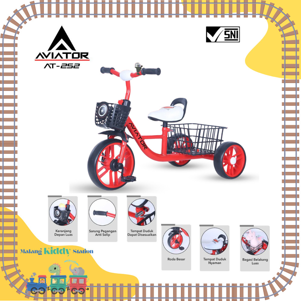 SEPEDA ANAK RODA TIGA TRICYCLE AVIATOR AT 252 Becak Keranjang Besar