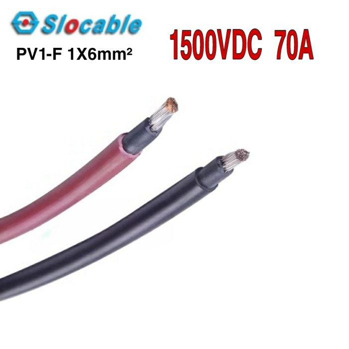 PV1-F 1x 6mm 1X6mm Slocable 70A 1500VDC Kabel Panel Surya PV 1F Single Core
