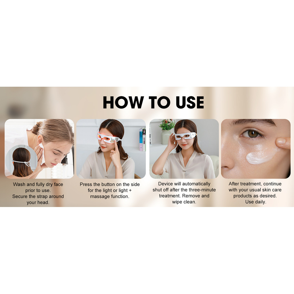 Eye Skincare Massager Vibration Red Light Therapy LED Eye Mask for Lines Wrinkles Dark Circle Remova