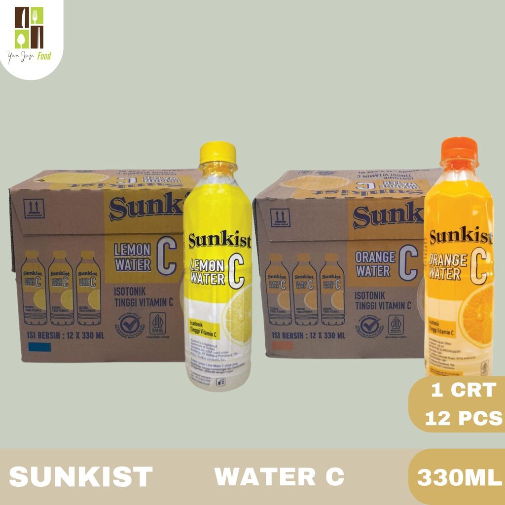 Sunkist Water C 330ml  - 1 CRT / 12 PCS /  Lemon Water C / Orange Water C / Minuman Vitamin / Minuma