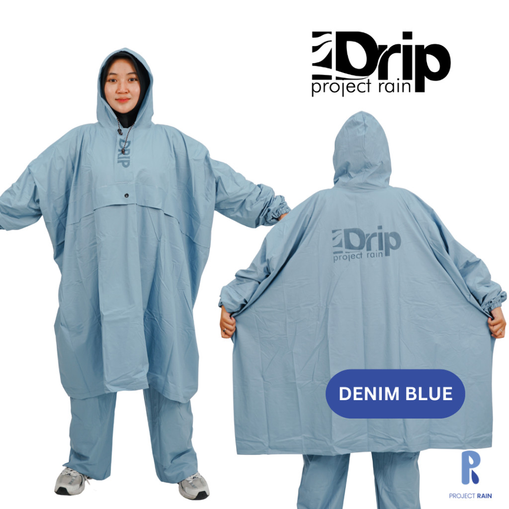Jas Hujan Drip Project Rain | Jas Hujan Estetik Ponco Celana | Jas Hujan Jumbo Ponco Celana