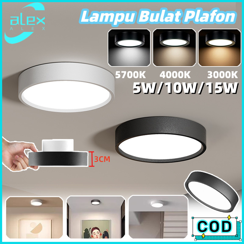 5W 10W 15W 3 Warna Lampu Downlight Plafon LED Lampu Plafon Rumah Lampu Plafon Minimalis Lampu LED Ka