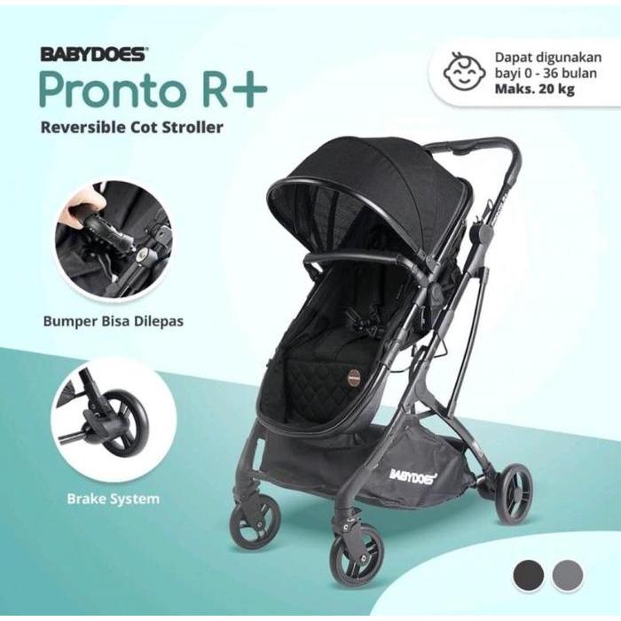 BabynMams Store Stroller Baby Does / BabyDoes CH-TR 2222 SN Pronto R / Kereta Bayi - R+ Black