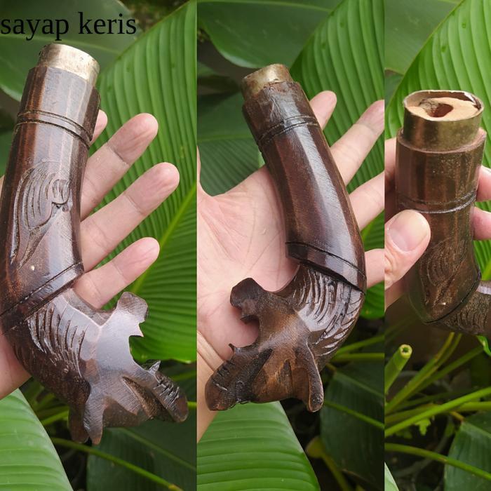 Golok Gagang Kayu Ukir Macan Siap Pasang SY18
