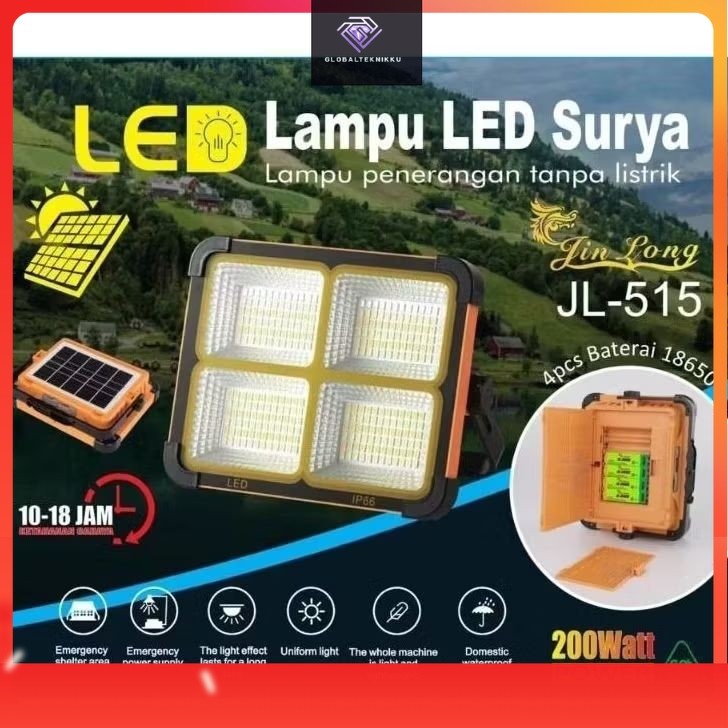 Lampu Emergency Tenaga Surya 200 Watt JL 515 Jin Long/RL 521 Rolinson/Emergensi LED Super Terang Bag