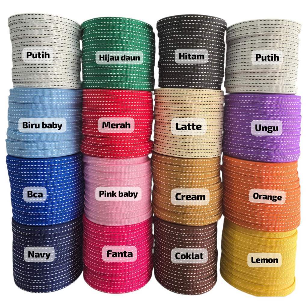 Tali JAHIT Webbing Tape / Pita Polister 1cm Warna Warni / Polytape Bisban Piterban