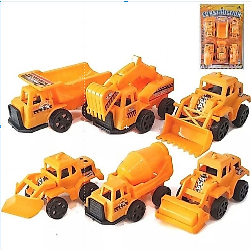 Mainan Mobil Truk Konstruksi Kuning Construction Dump Truck Mixer Excavator Topper Hiasan Dekorasi K