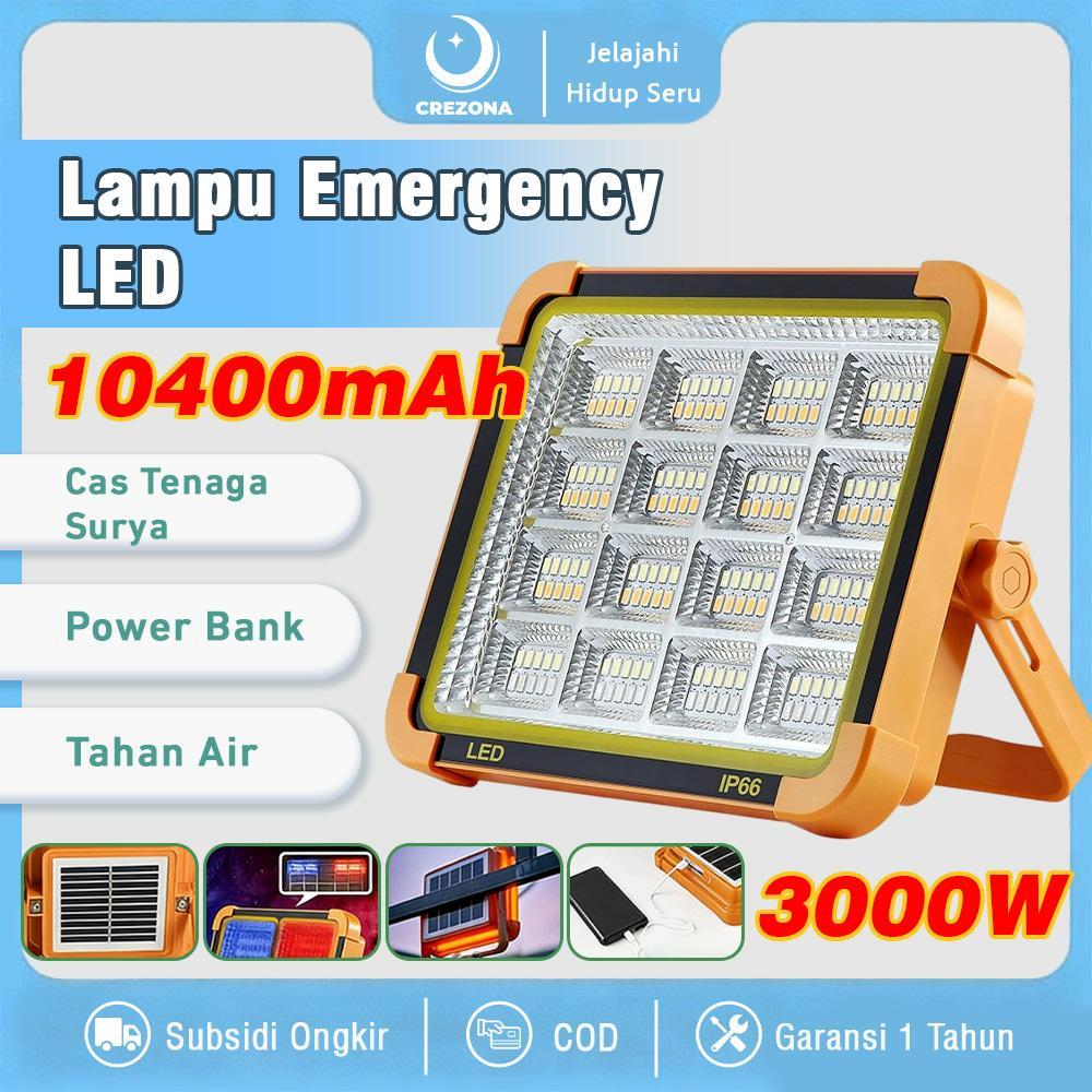 CREZONA  Lampu Emergency Tenaga Surya 292 LED IP66 Waterproof + Power Bank Cas HP Outdoor Camping LK
