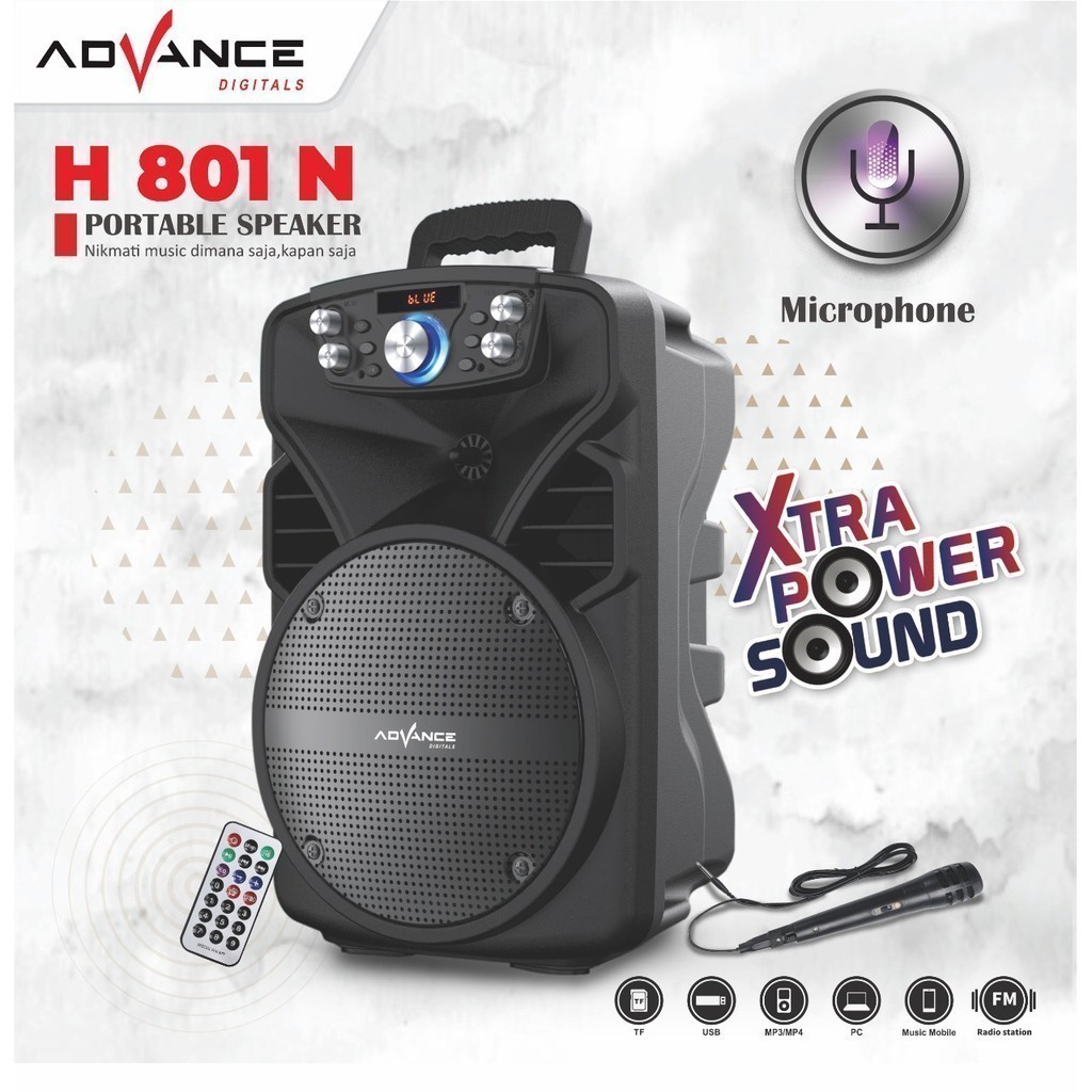 [ H801N V.2 ] SPEAKER BLUETOOTH PORTABLE ADVANCE H801 N FREE MIC WIRELESS DAN REMOTE