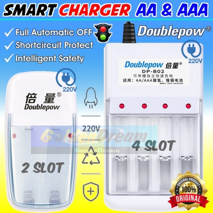 GRD - DoublePow Charger AA AAA DP B01 B02 Rechargeable Baterai Cas Batere