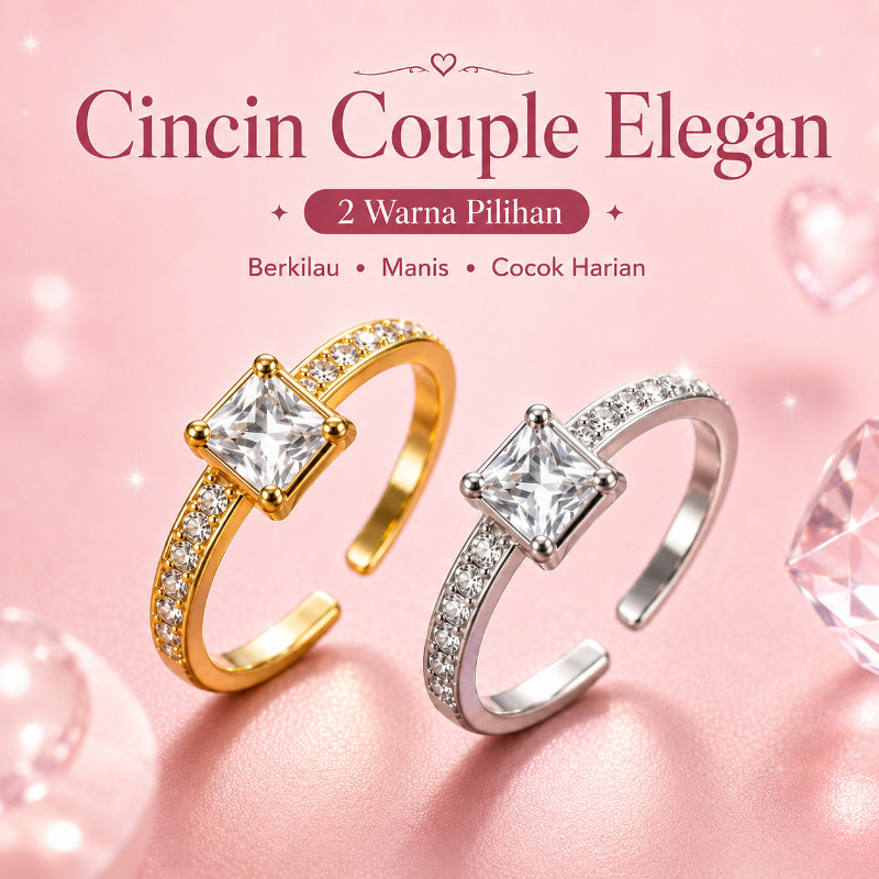 COD Cincin Mewah Titanium Anti Karat Wanita Emas Perak Berlian Perhiasan Imitasi Perhiasan Wanita