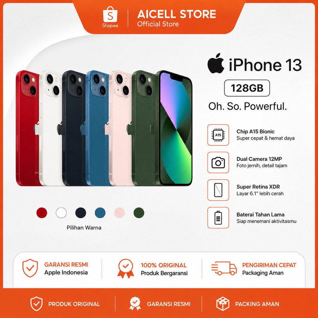 IPHONE 13 128GB Second Original Bekas Fullset Second Inter Like New HP13