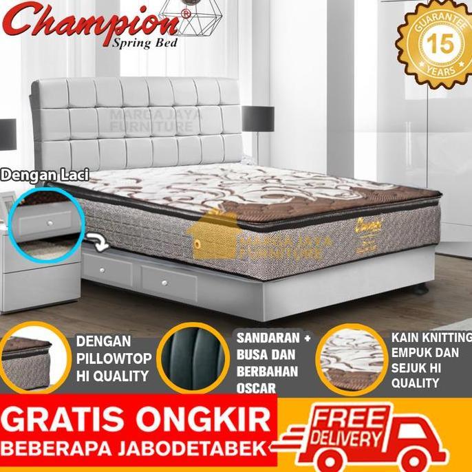 PROMO DISKON - SET springbed kasur champion symbol Pillow Top + divan sandaran matras