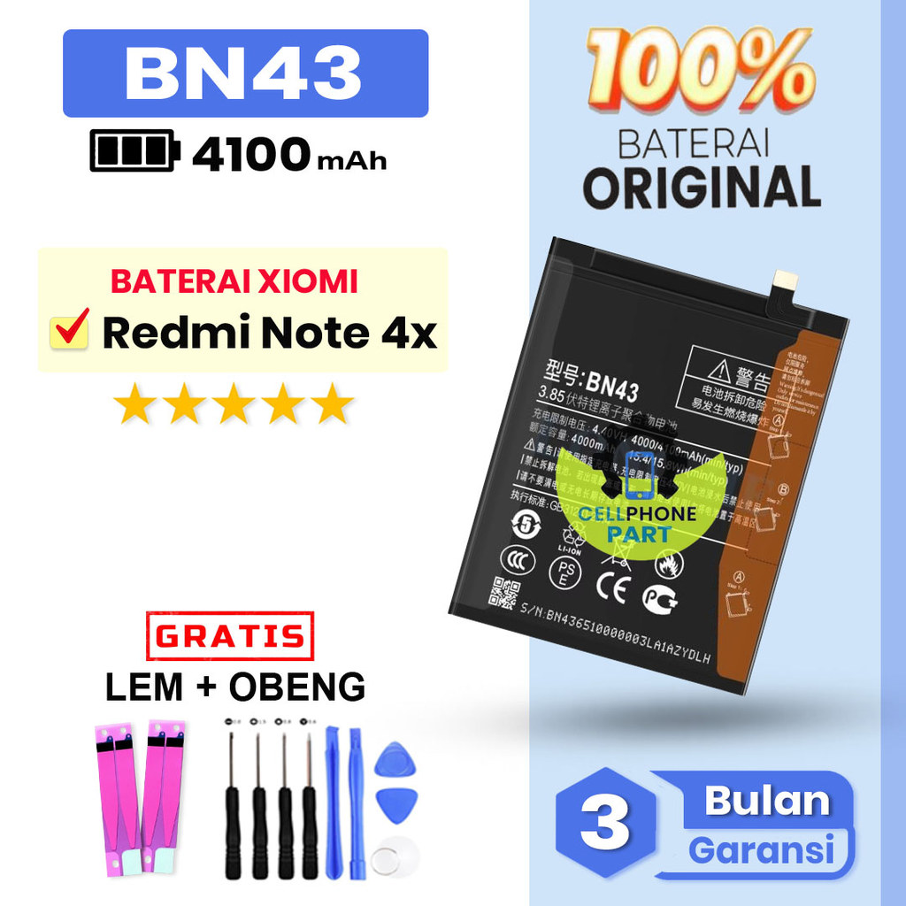 BATERAI BATRE XIOMI REDMI NOTE 4X / BN43 ORIGINAL COD