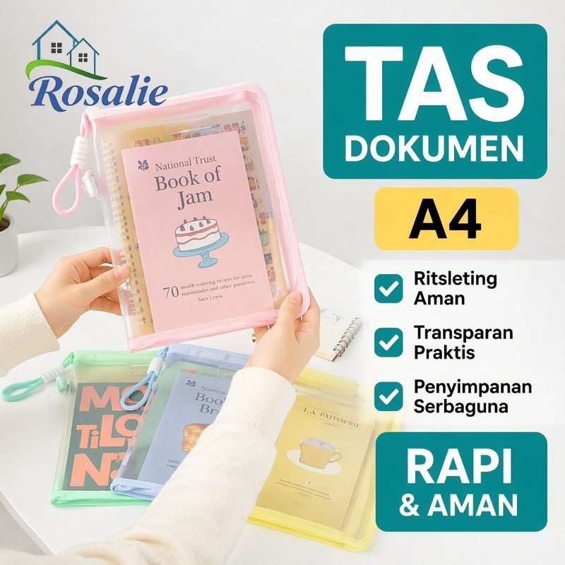 Map Dokumen A4 Plastik PP Warna Dengan Tali Tas File Kantor Kuliah Penyimpanan