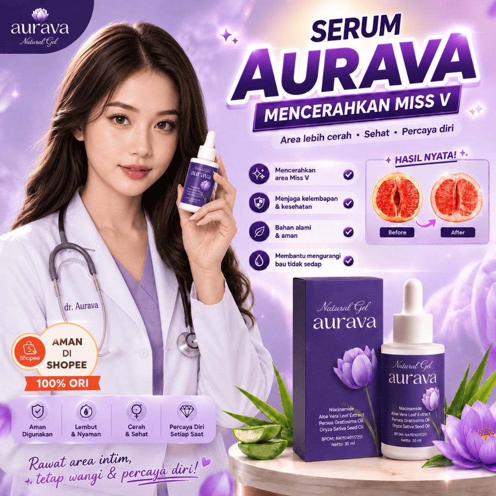 READY STOK  AURAVA NATURAL GELL AURAVA serum Pemutih mis V Whitening serum Pemutih Ketiak & Area Lip