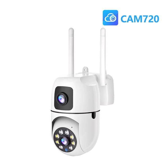 SSY33 Cam720 Kamera CCTV  Keamanan PTZ Lensa Ganda Luar Ruangan - HD 1080P, Nirkabel WiFi, Penglihat