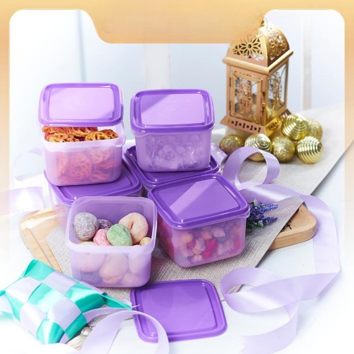 CPM TAKERU SQUAER SET OF 6 TOPLES PLASTIK (TOPLES KOTAK 1 UKURAN ) - ungu