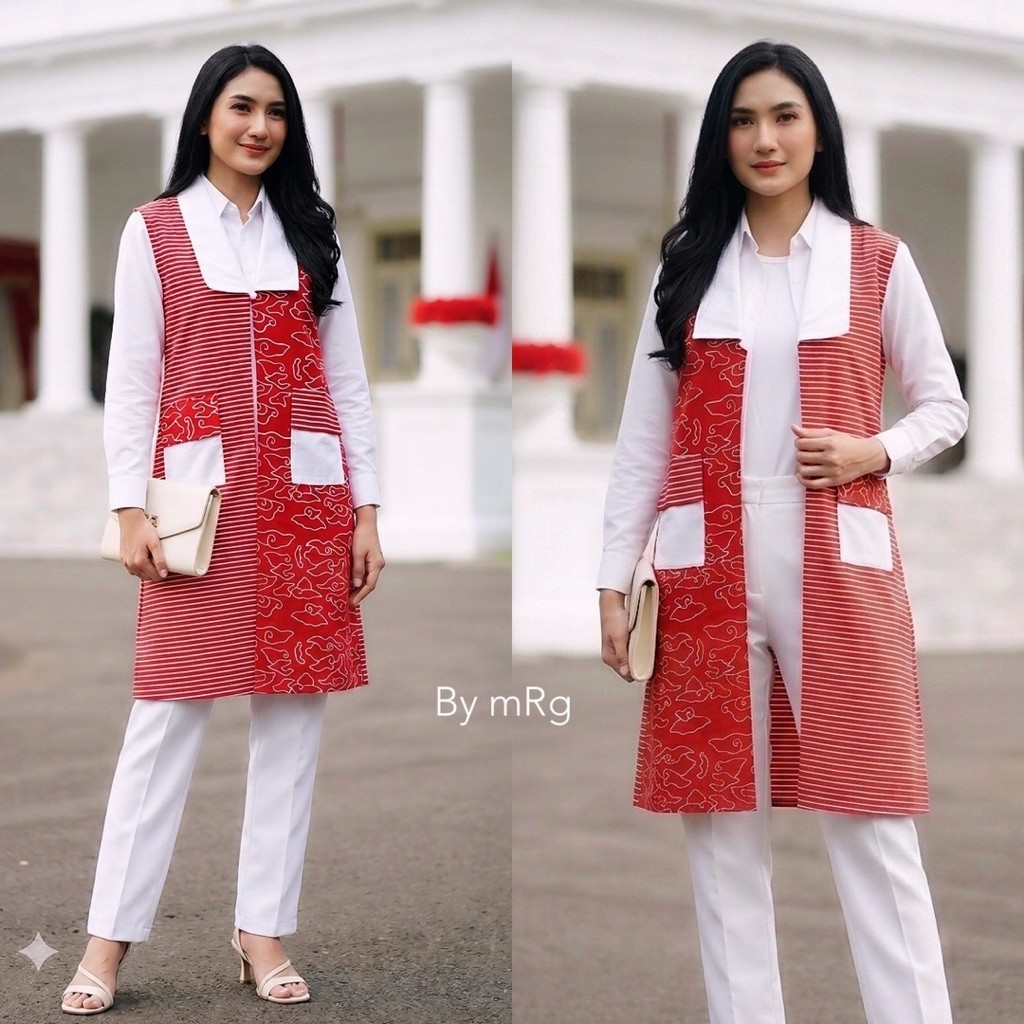 Outer Merah Putih outer Batik Merah Putih Outer Kerja