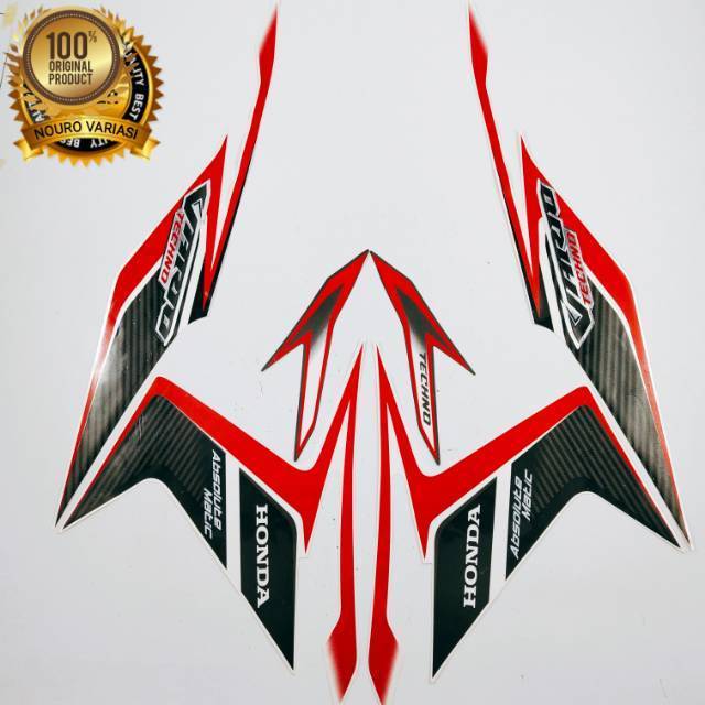 (ORI) striping honda vario techno 110 karbu 2011 2012 putih standar stiker motor gread original