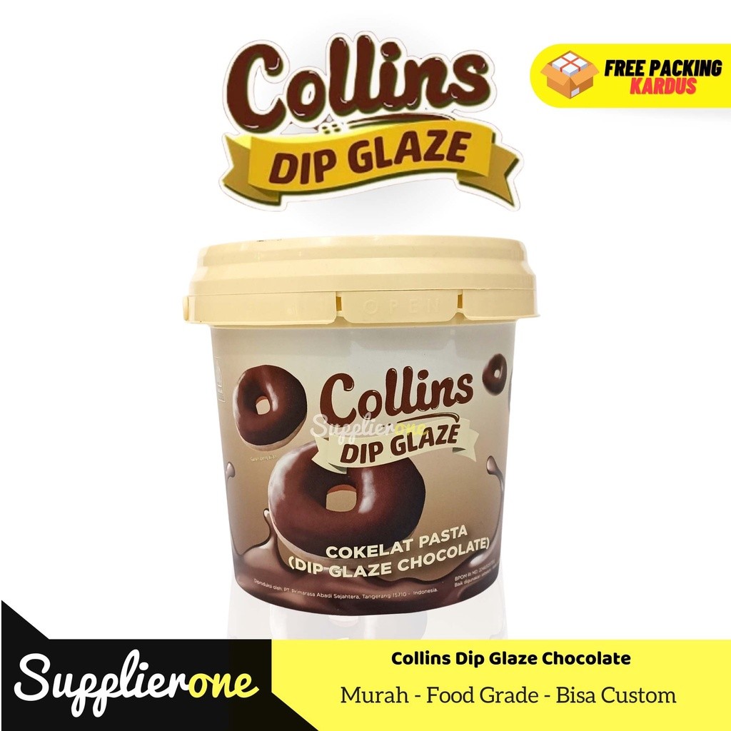 Collins Dip Glaze Cokelat 1kg / Dip Glaze / Dip Glaze Collins / Toping Donat / Toping Es kulkul /Top