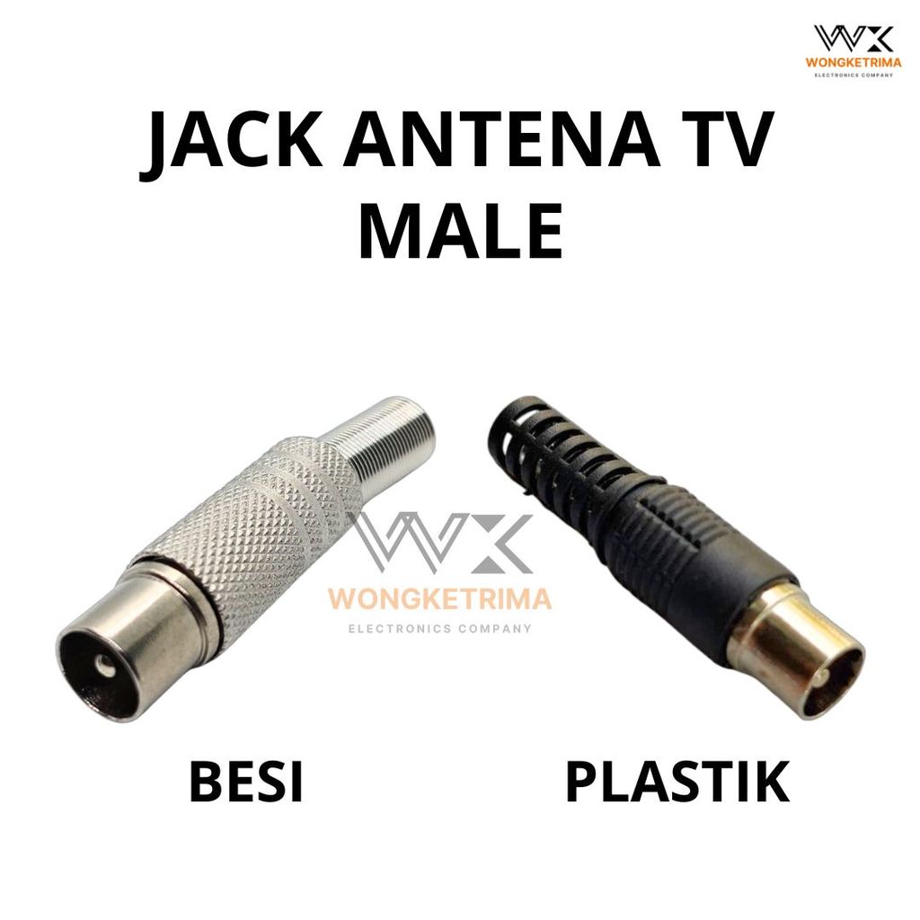 Jack Antena TV Male Kabel Coaxial Plug Antena TV Besi Plastik Konektor RF Universal